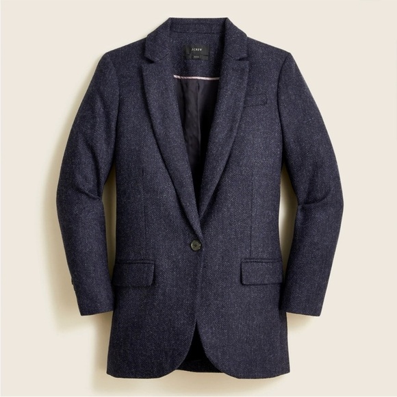 J Crew Alfie blazer navy blue herringbone wool - Picture 1 of 7
